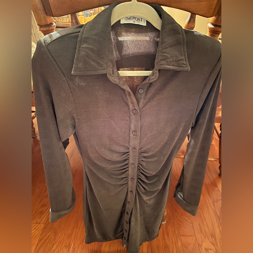 The Post Green Ruched Dress